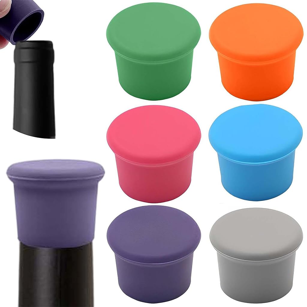 HASTHIP 6Pcs Silicone Wine Stoppers Reusable Beer Bottle Cover Wine Bottle Stopper Wine Saver Reusable Silicone Wine Bottle Soft Drink Bottle Cap Food-Grade Silicone Cap to Keep Wine Fresh HASTHIP 6Pcs Silicone Wine Stoppers Reusable Beer Bottle Cover Wine Bottle Stopper Wine Saver Reusable Silicone Wine Bottle Soft Drink Bottle Cap Food-Grade Silicone Cap to Keep Wine Fresh